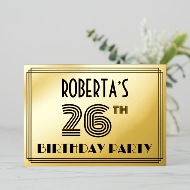 26th Birthday Party — Art Deco Style “26” & Name (Standing Front)