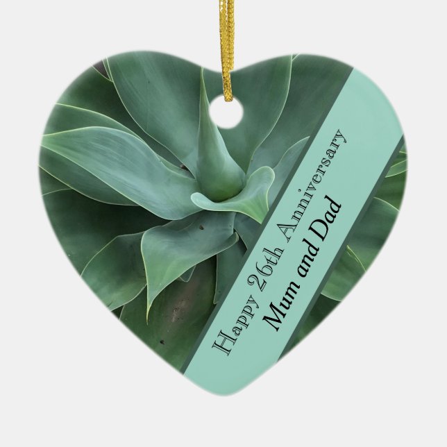 26th Wedding Anniversary Jade   Ceramic Ornament (Front)