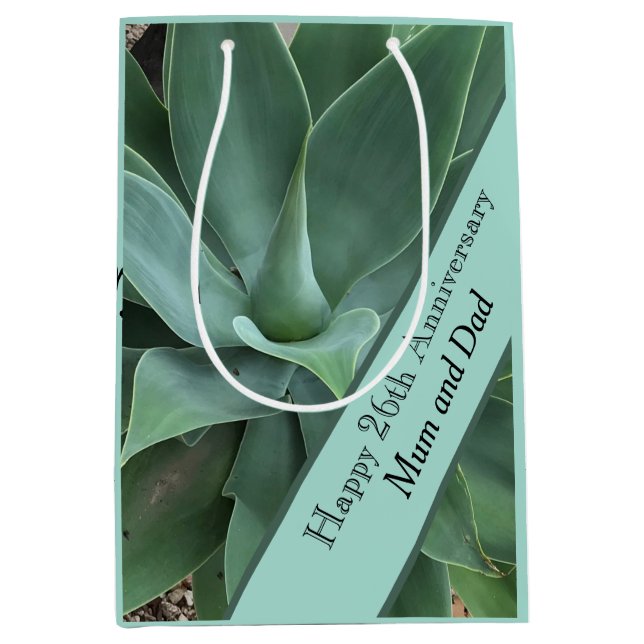 26th Wedding Anniversary Jade Medium Gift Bag (Front)