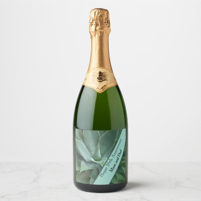 26th Wedding Anniversary Jade  Sparkling Wine Label (Front)