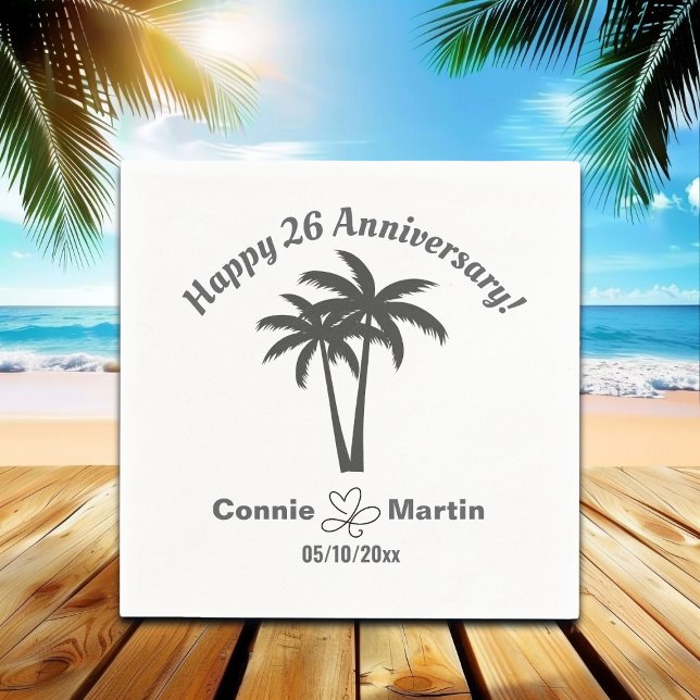 26th Wedding Anniversary Palm Trees Napkin (Creator Uploaded)