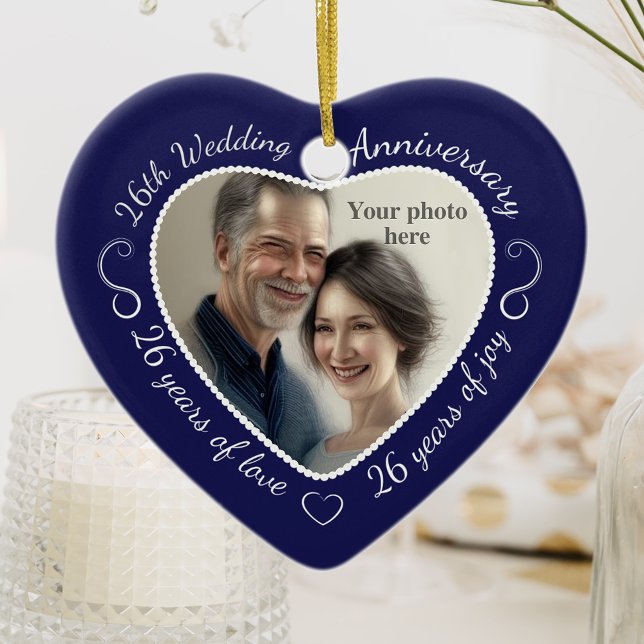 26th Wedding Anniversary Photo Ceramic Ornament (Creator Uploaded)