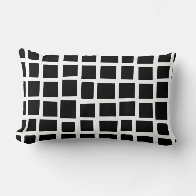 270215 Irregular rectangles - Black on White Lumbar Pillow (Front)