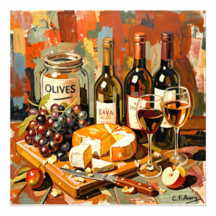 27.03" x 27.03" Olives Wine Cheese Photo Print