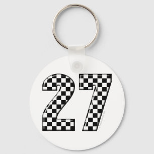 27 checkers flag number keychain