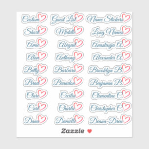 27 Custom Guest List Names Blue Red Heart  