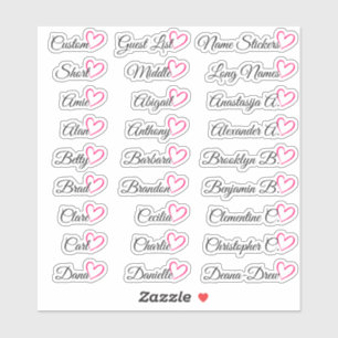 27 Custom Guest List Names Bright Pink Heart  