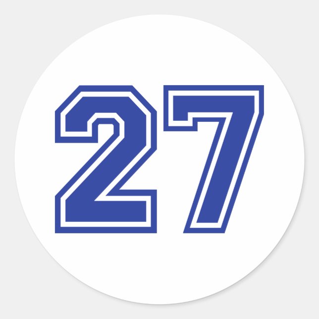 27 - number classic round sticker (Front)