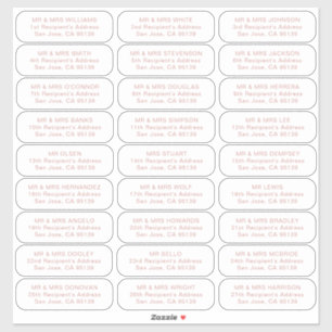 27 recipients simple wedding guests address labels