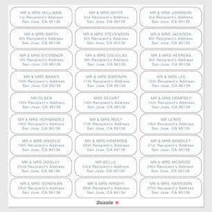 27 recipients simple wedding guests address labels