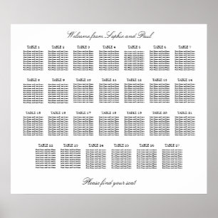 27 Table Elegant Minimalist Seating Chart