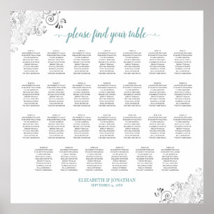 27 Tableau Mariage à la chaise blanche et Turquois