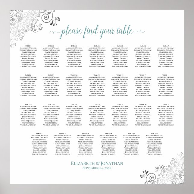 27 Tableau Mariage à la chaise blanche et Turquois (Devant)