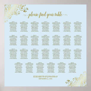 27 Tableau Mariage Planche de siège Poudre Bleu et