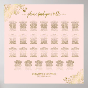 27 Tableau Mariage Plat Plat Rose & Or