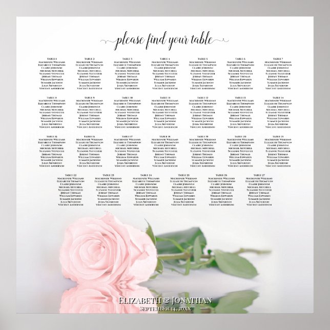 27 Tableau Mariage Sièges Rose romantique (Devant)