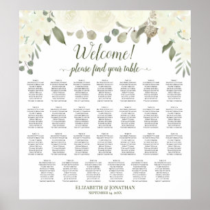 27 Tableau Sièges Mariages de roses blanches ivoir