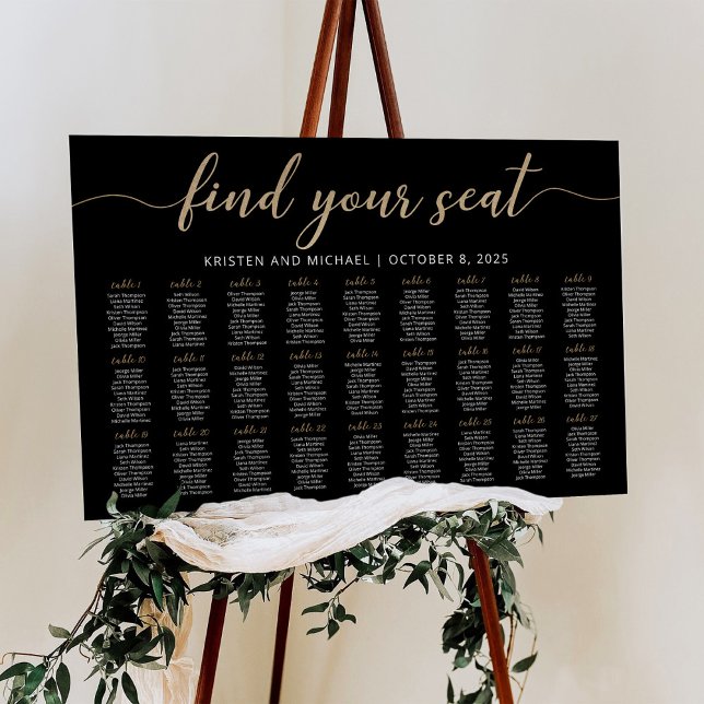 27 Tables Find Your Seat Black Seating Chart Plan (Creator Uploaded)