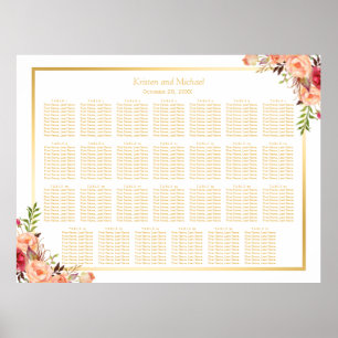 27 Tables Rustic Flowers Wedding Seating Chart