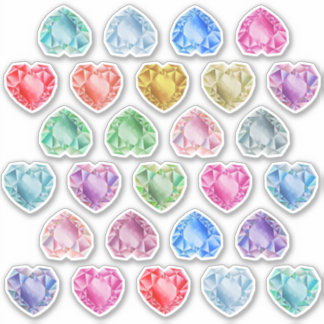 27 Watercolor Heart Gemstone Colourful Scrapbookin