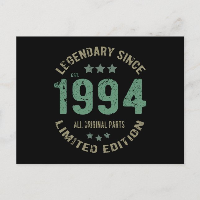 27 Year Old Bday 1994 Legend Since 27th Birthday Postcard (Front)