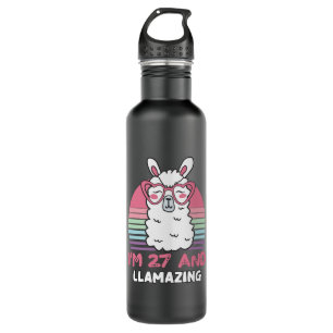 27 Year Old Bday Llamazing 27th Birthday Llama 710 Ml Water Bottle