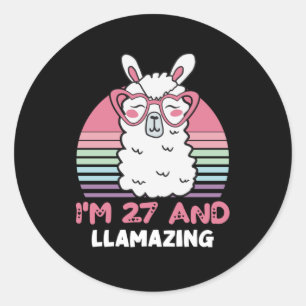 27 Year Old Bday Llamazing 27th Birthday Llama Classic Round Sticker