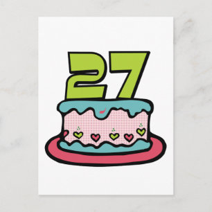 27 Year Old Birthday Cake Postcard