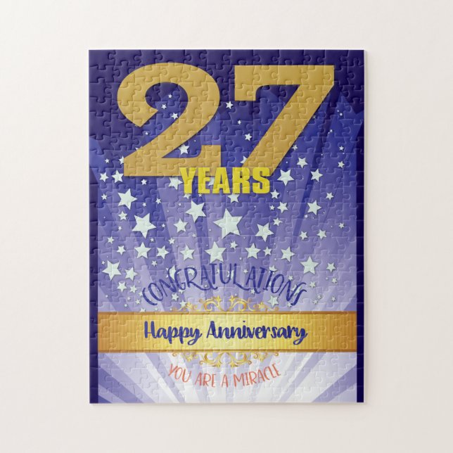 27 Year Recovery Anniversary Bold Numeral Jigsaw Puzzle (Vertical)