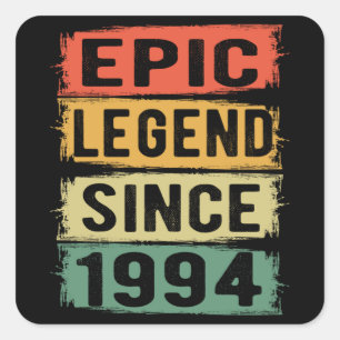 27 Years Old Bday 1994 Epic Legend 27th Birthday Square Sticker