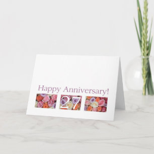 27e anniversaire Mariage Carte pastel roses