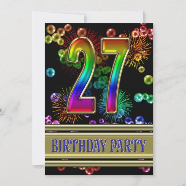 27e fête d'anniversaire Invitation avec bulles (Devant)