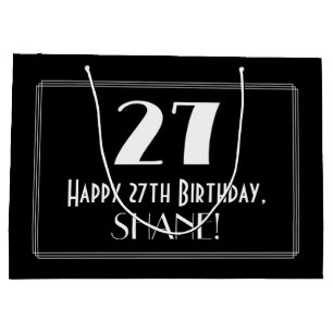 27th Birthday: Art Deco Inspired Style "27", Name Large Gift Bag