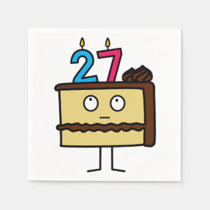 27th Birthday Cake with Candles Napkin