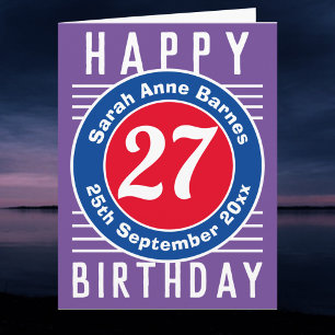 27th Birthday Card with Name of Recipient