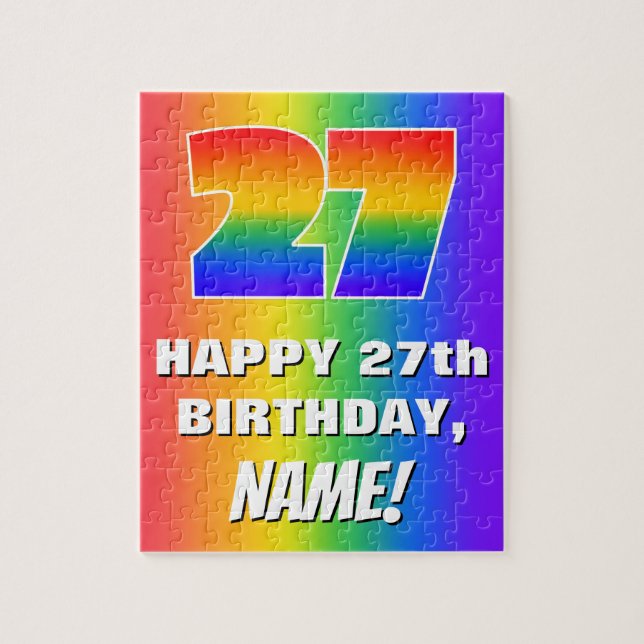 27th Birthday: Colourful, Fun Rainbow Pattern # 27 Jigsaw Puzzle (Vertical)
