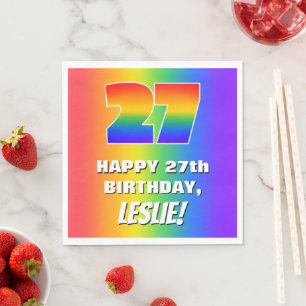 27th Birthday: Colourful, Fun Rainbow Pattern # 27 Napkin