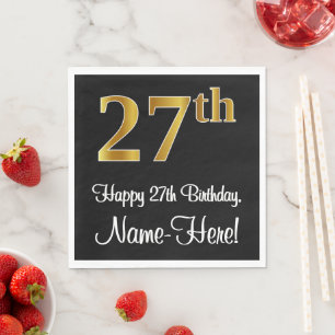 27th Birthday ~ Elegant Luxurious Faux Gold Look # Napkin