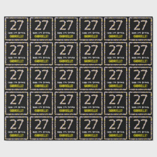 27th Birthday: Floral Flowers Number, Custom Name Wrapping Paper