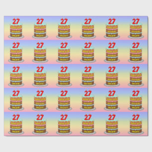 27th Birthday: Fun Cake and Candles + Custom Name Wrapping Paper