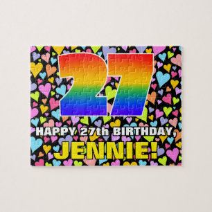 27th Birthday — Fun, Loving Heart Shapes + “27” Jigsaw Puzzle