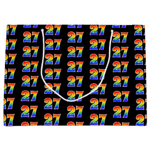 27th Birthday: Fun Rainbow Event Number 27 Pattern Large Gift Bag