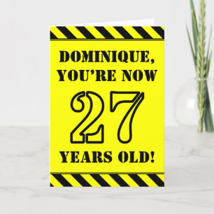 27th Birthday: Fun Stencil Style Text, Custom Name Card