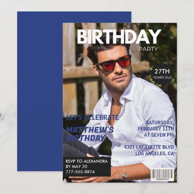 27th birthday invitations for him Magazine (Front/Back)