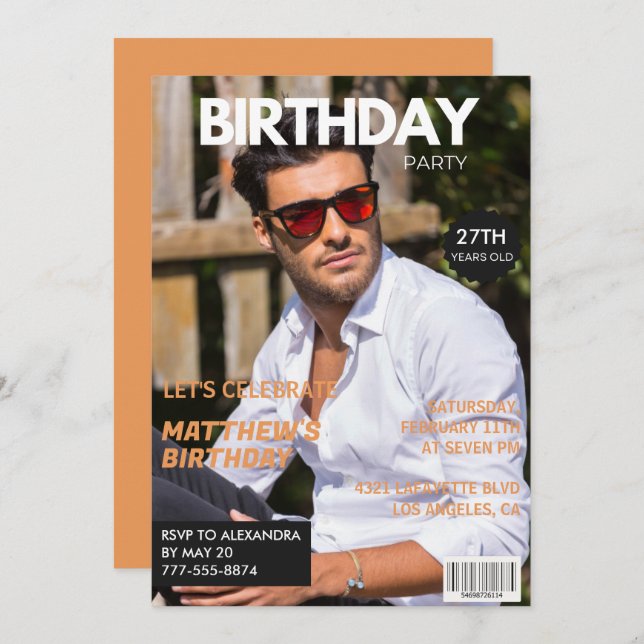 27th birthday invitations for him Magazine Cover (Front/Back)
