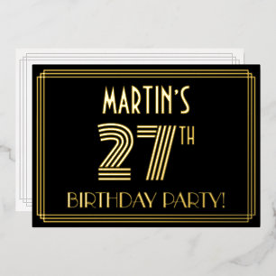 27th Birthday Party — Art Deco Style “27” + Name