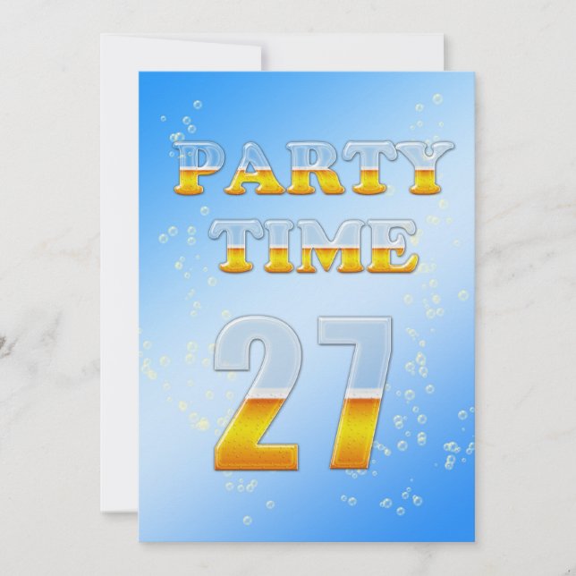 27th birthday party invitation with beer (Front)