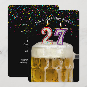 27th Birthday Party with beer Invitation