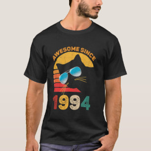 27th Birthday Vintage Cat Awesome Since 1994 T-Shirt