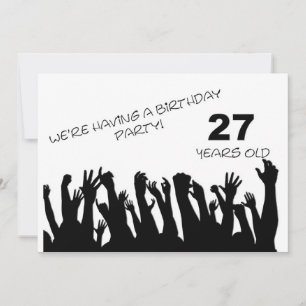 27th party invitation with cheering crowds